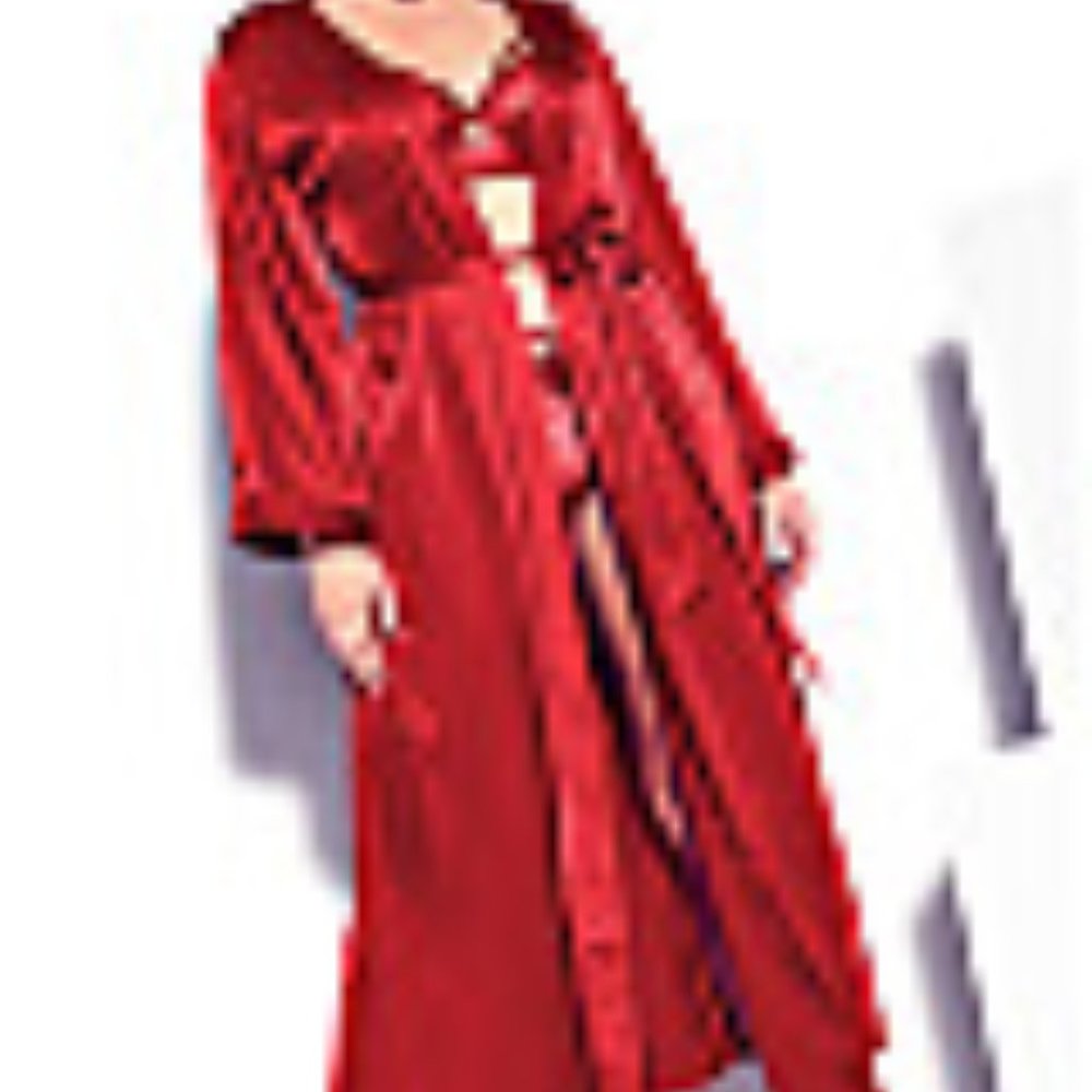 FOX & ROYAL Long Satin Robe shiraz